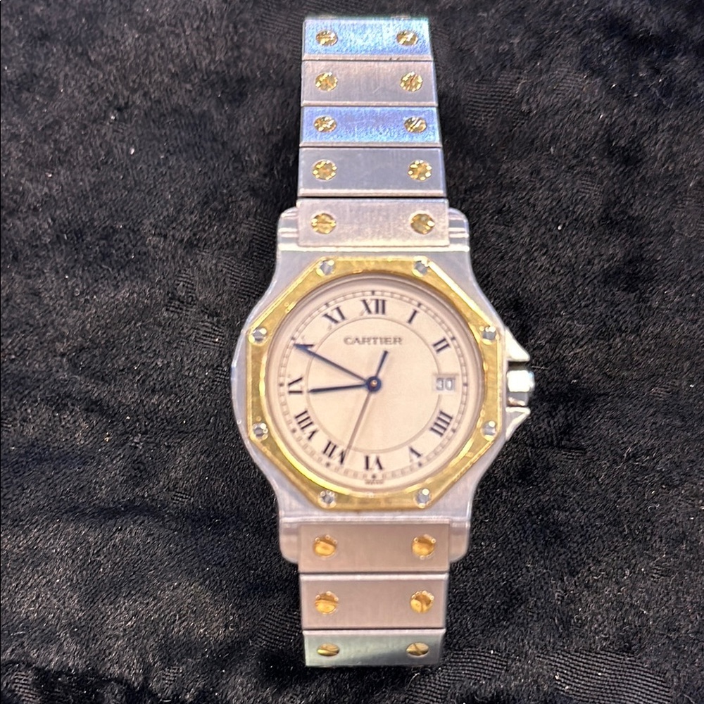 Cartier Octagonal large Santos Steel and Gold with Quartz Movement